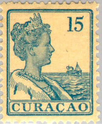 Curaçao CU -61 1915 Type 'Scheepje' 15 Gebruikt