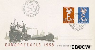 Nederland NL E035 1958 C.E.P.T.- Letter 'E' FDC zonder adres
