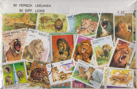 Postzegelpakket, 50 verschillende Leeuwen