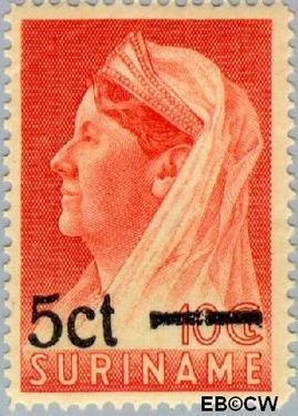 Suriname SU 212 1945 Koningin Wilhelmina Gebruikt 5 op 10