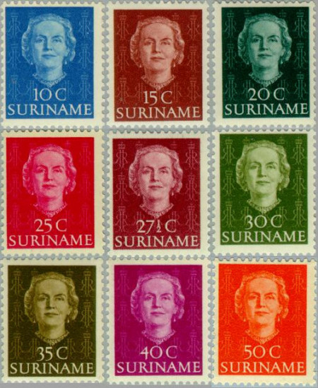 Suriname SU 285#293 1951 Type 'En Profile' Postfris