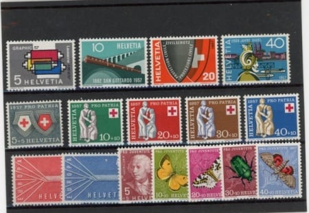 Zwitserland ZWI1957 1957 Complete jaargang Zwitserland 1957 Postfris