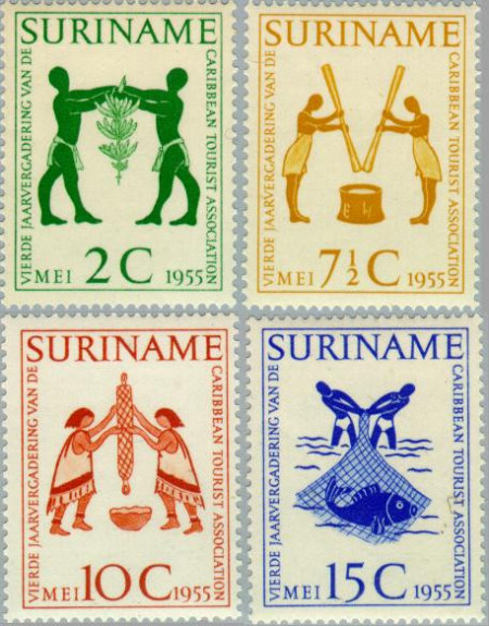 Suriname SU 317#320 1955 Vergadering Caribbean Tourist Association Postfris
