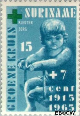 Suriname SU 422 1965 Groene Kruis Gebruikt 15+7