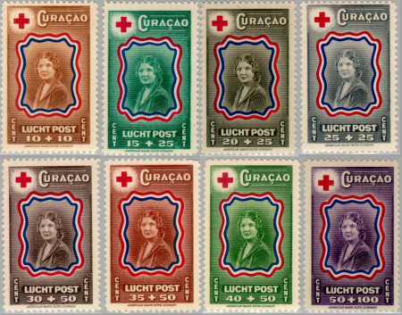 Curaçao CU LP45#LP52 1944 Nederlandsche Roode Kruis Gebruikt