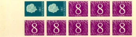 Nederland NL PB4 1965 2x18 Juliana en profile, 8x8 cijfer v. Krimpen Postfris