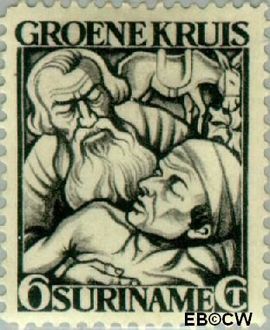 Suriname SU 144 1929 Groene Kruis Gebruikt 6+4