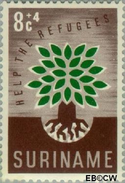 Suriname SU 345 1960 Vluchtelingenjaar Gebruikt 8+4