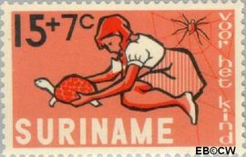 Suriname SU 433 1965 Kind en dier Gebruikt 15+7