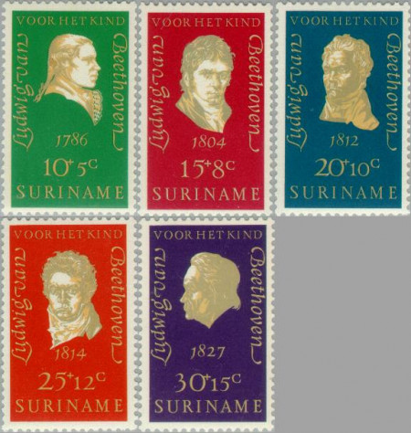 Suriname SU 547#551 1970 Componisten Postfris