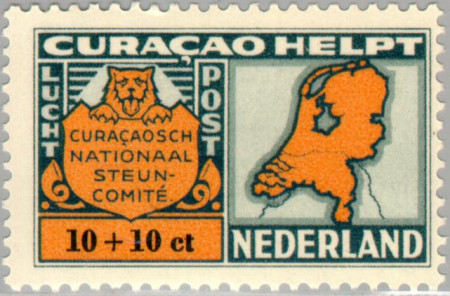 Curaçao CU LP53 1946 Curaçao helpt Nederland 10+10 Gebruikt