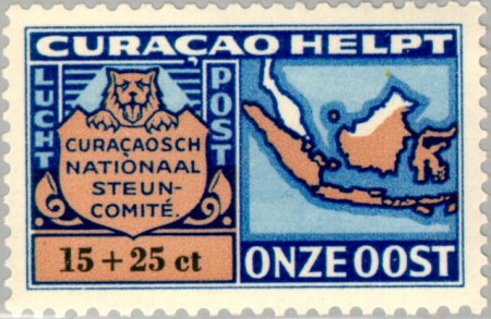 Curaçao CU LP62 1946 Curaçao helpt onze oost 15+25 Gebruikt