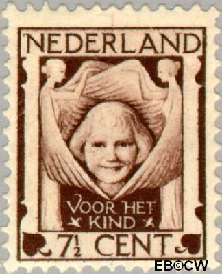 Nederland NL 0142 1924 Kinderkopje tussen engelen Gebruikt 7½+3½