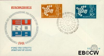 Nederland NL E048 1961 C.E.P.T.- Duiven in vlucht FDC zonder adres
