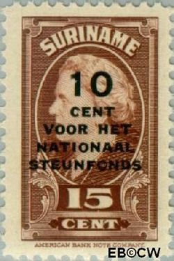 Suriname SU 215 1945 Steunfonds Gebruikt 15+10
