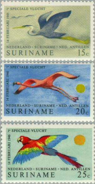 Suriname SU 553#555 1971 Lijndienst Amsterdam-Paramaribo Postfris