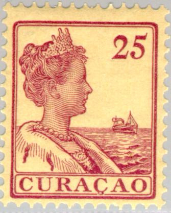 Curaçao CU -65 1916 Type 'Scheepje' 25 Gebruikt