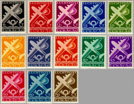 Curaçao CU LP69#LP81 1947 Luchtrecht Gebruikt