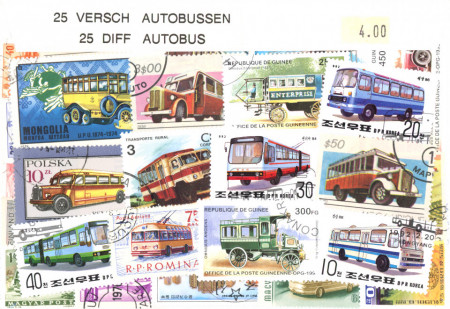 Postzegelpakket, 25 verschillende Autobussen