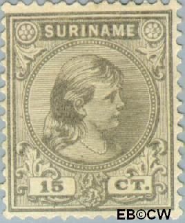 Suriname SU 25 1892 Hangend haar Gebruikt 15