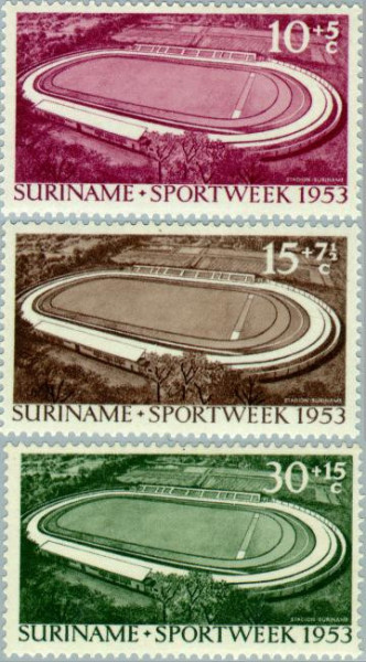 Suriname SU 309#311 1953 Opening stadion Paramaribo Postfris