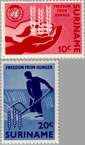 Suriname SU 394#395 1963 Anti-honger campagne V.N. Postfris