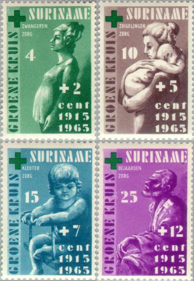 Suriname SU 420#423 1965 Groene Kruis Postfris