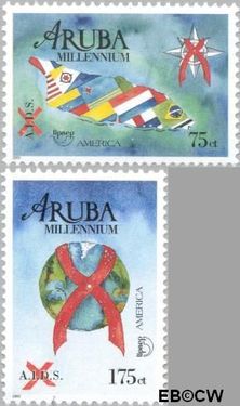 Aruba AR 247#248 2000 Millennium/Aidsbestrijding Postfris