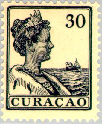 Curaçao CU -66 1916 Type 'Scheepje' 30 Gebruikt