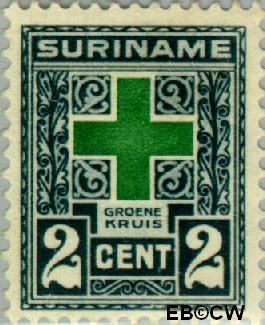 Suriname SU 127 1927 Groene Kruis Gebruikt 2+2