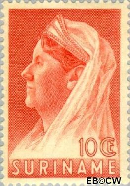 Suriname SU 167 1936 Wilhelmina met sluier Gebruikt 10