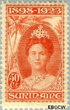 Suriname SU 107 1923 Regeringsjubileum Wilhelmina 1898-1923 Gebruikt 50