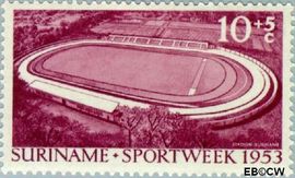 Suriname SU 309 1953 Opening stadion Paramaribo Gebruikt 10+5