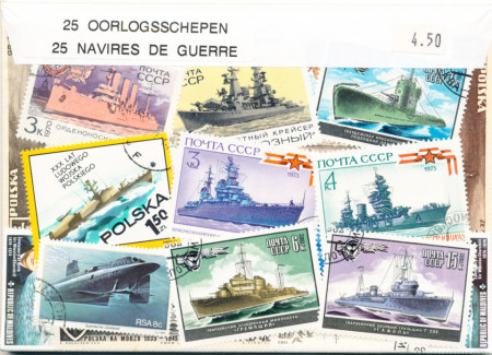 Postzegelpakket, 25 verschillende Oorlogsschepen