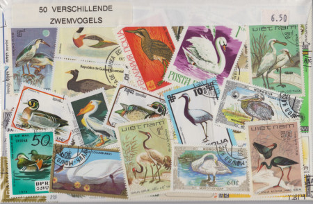Postzegelpakket, 50 verschillende Zwemvogels