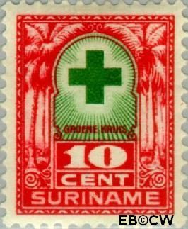 Suriname SU 129 1927 Groene Kruis Gebruikt 10+3