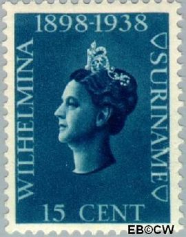 Suriname SU 189 1938 Regeringsjubileum Wilhelmina Gebruikt 15