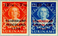 Suriname SU 295#296 1953 Stormramp Nederland Postfris
