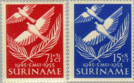 Suriname SU 321#322 1955 Bevrijding Nederland Postfris