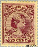 Nederland NL 0042 1891 Koningin Wilhelmina- 'Hangend haar' Ongebruikt 25