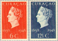 Curaçao CU 196#197 1948 Regeringsjubileum Wilhelmina Gebruikt