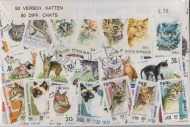 Postzegelpakket, 50 verschillende Katten