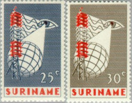 Suriname SU 460#461 1966 Eerste televisie-uitzending Suriname Postfris