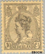 Nederland NL 0081 1921 Koningin Wilhelmina- 'Bontkraag' grove arcering Postfris 10