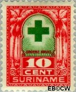 Suriname SU 129 1927 Groene Kruis Gebruikt 10+3