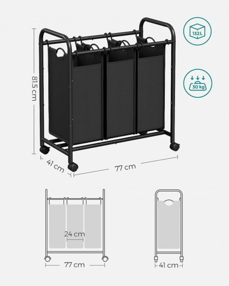 COS ORGANIZATOR CU 3 COMPARTIMENTE BLACK - Img 4