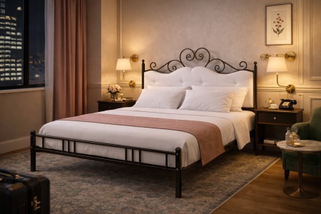 Branco – Pat metalic tapitat din Colecția Classic StefiArt 160x200cm - Img 3