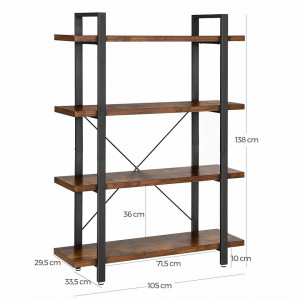 Biblioteca cu rafturi Industrial Bookshelf 105 x 33,5 x 138 cm (L x L x P) - Img 6