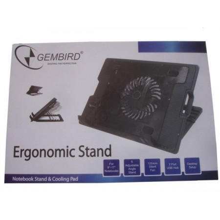 Gembird hladnjak za laptop N200, 15-17 180mm Fan-CONTROL, 2xUSB, 365x265mm, Ergo Stand(591)