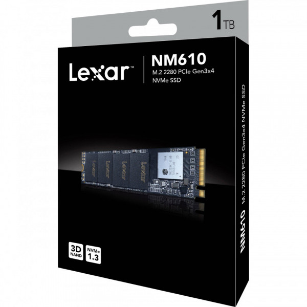 LEXAR NM610 1TB SSD, M.2 2280, PCIe Gen3x4, up to 2100 MB/s read and 1600 MB/s write LNM610-1TRB